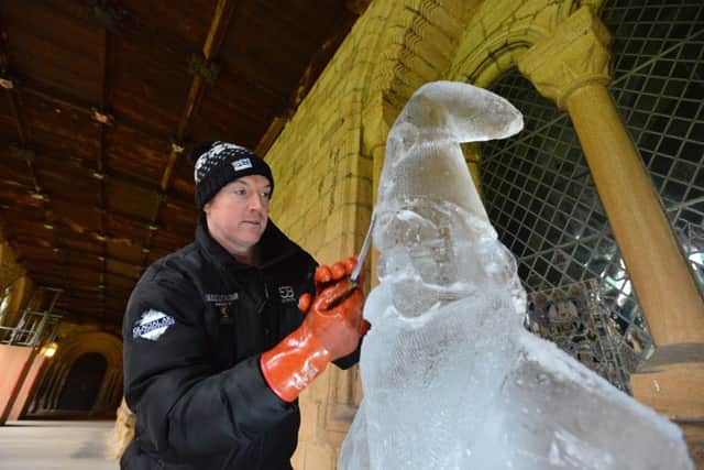 Ice Sculptor Matt Chaloner at Durham Cathedral