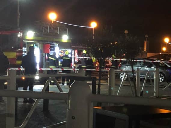 A cordon around the scene of last night's fire at Hartlepool Marina. Picture: Trevor Sherwood - Police Hour