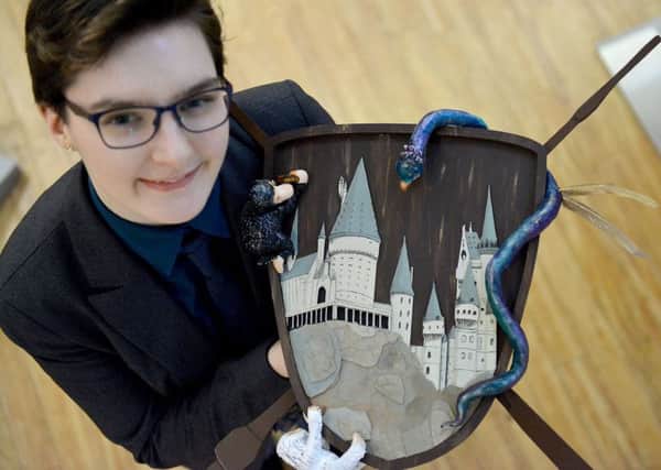 Cleveland College of Art and Design student, Tyler McKeown with the Harry Potter shield. Picture by FRANK REID