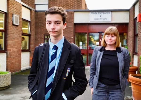 High Tunstall College of Science student Kian with history teacher Laura Ovens. Copyright Blast! Films.