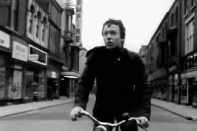 A shot from Ridley Scott's 1965 Boy & Bicycle film in Lynn Street, West Hartlepool.