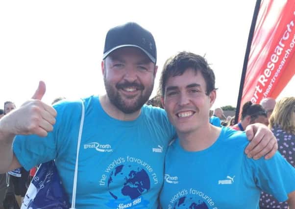 Greg Hildreth (left) and fellow runner Lee Dodgson at a previous Great North Run.