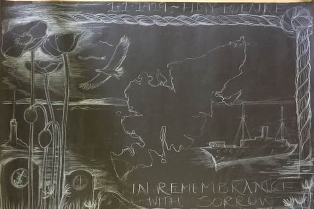 A drawing of a slate that will form part of the Iolaire centenary memorial.