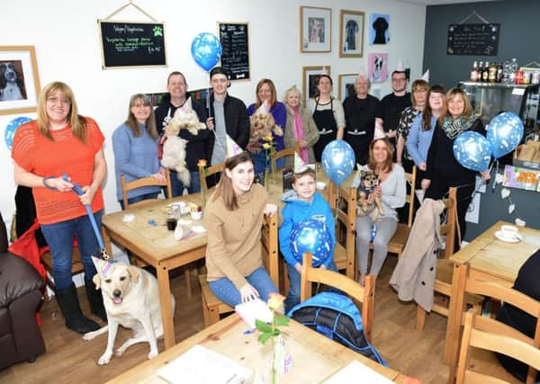 Staff and customers with their dogs enjoying the first birthday event at the Doggie Diner, Blackhall.
