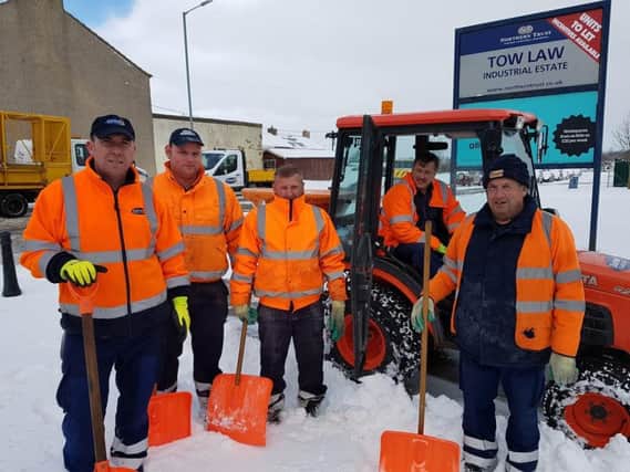 A Durham County Council crew, who have been working to clear footpaths in Tow Law.