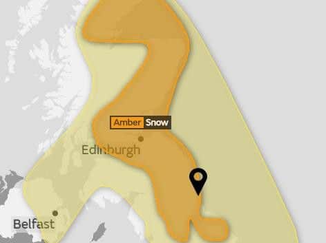The area covered by tomorrow's amber weather warning