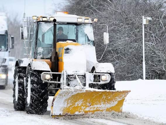A snow plough on the A181 over the A19