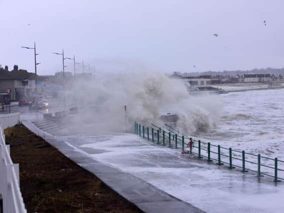 Seaham was battered by high waves yesterday.