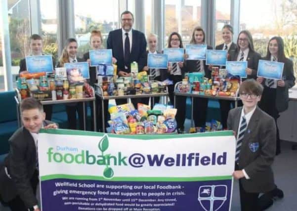 Phil Wilson MP with youngsters at Wellfield School, where a Christmas foodbank has sparked setting up a full time one in Wingate.