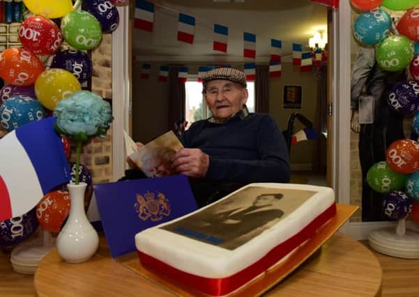 Adrien Chambrin celebrating his 100th birthday at Sheraton Court, Hartlepool.