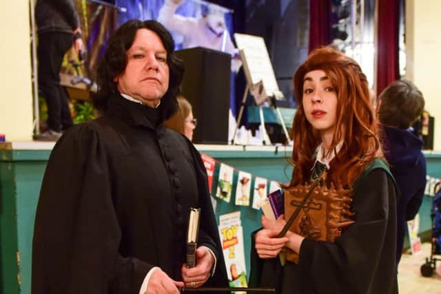 Ian Butler as Professor Snape and Hanah Simpson as a Slytherin pupil from Harry Potter at Hartlepool Comic-Con.
