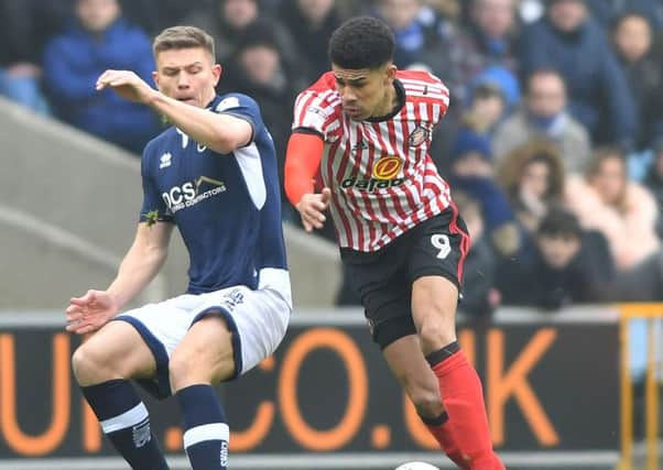 Ashley Fletcher tries to forge an opening in Sunderland's recent draw at Millwall. Picture by Frank Reid