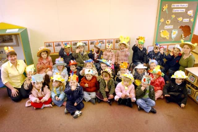 Children from the Throston Playgroup showing off their Easter Bonnets.
