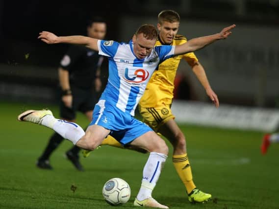 Michael Woods in action for Hartlepool United.