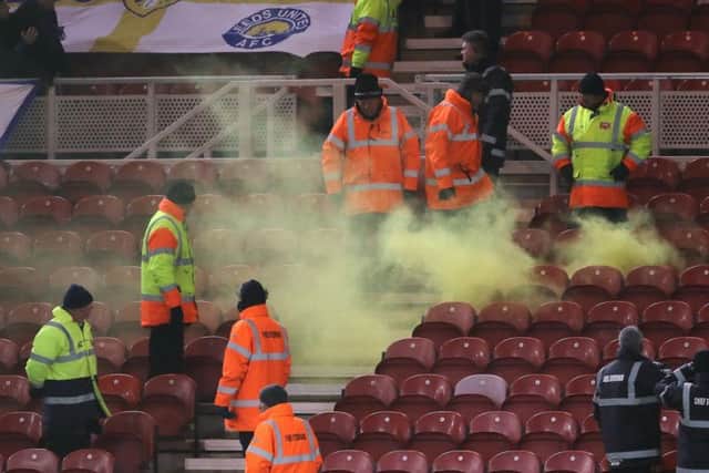 Johnson was returning from the Middlesbrough v Leeds United game, where stewards had to deal with flares being set off inside the ground.