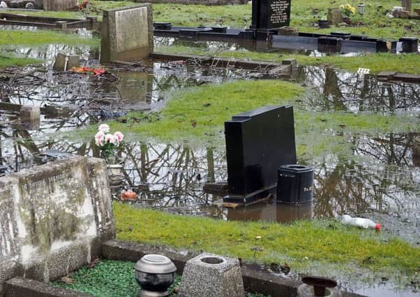 Waterlogged graves in Stranton Cemetery have caused upset for relatives of those laid to rest there.