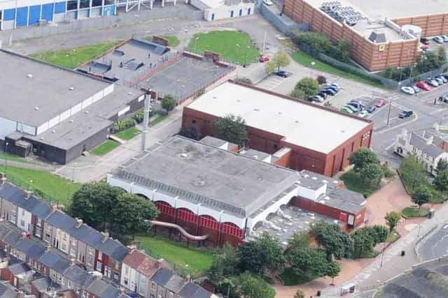 An aerial view of the Indoor Bowls Centre, left, with Mill House Leisure Centre also pictured.
