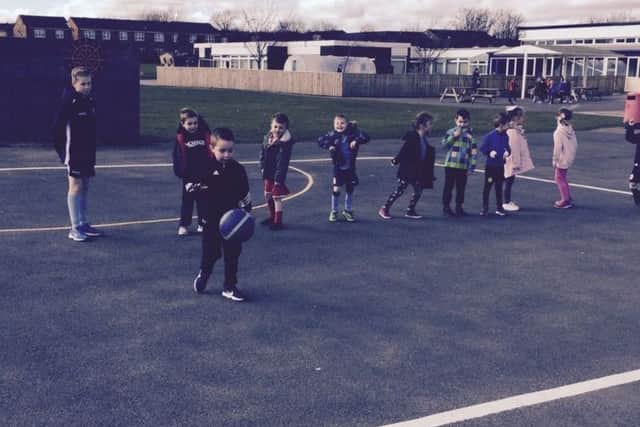 Children from Throston Primary School take part in their charity fitness challenge.