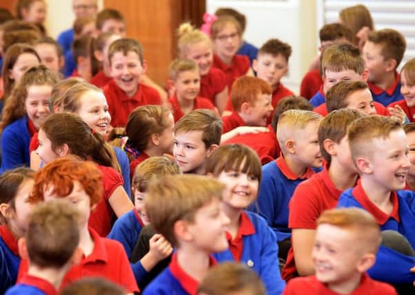 Throston Primary school pupils laughing at jokes from fellow pupils. Picture by Frank Reid
