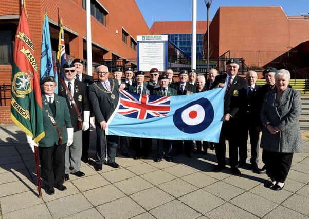 Mayor of Hartlepool Councillor Paul Beck with those on parade during the commemoration of 100 years of the RAF. Picture by Frank Reid