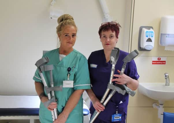 Urgent care practitioner Claire Baker (right) and healthcare assistant Andria Millward are calling for the return of more crutches.