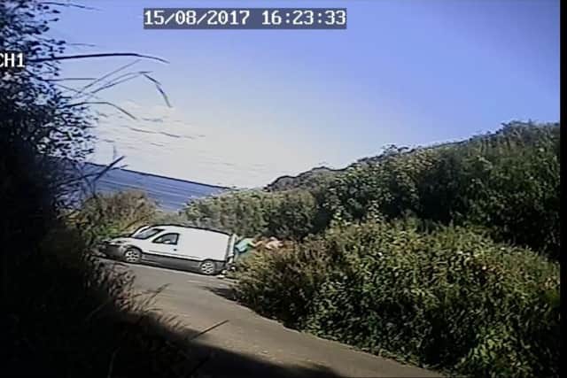 A still from footage captured by a CCTV camera left at the scene to capture video evidence of any fly-tipping.