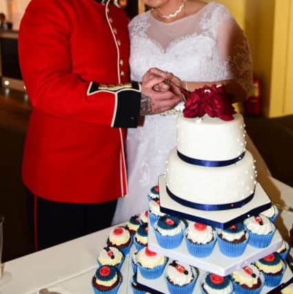 Irish Guardsman Mark Cantwell and his bride Janine King at their reception at  Avenue, Lauder Street, Hartlepool, on Saturday.