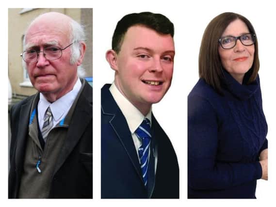 Burn Valley candidates, from left, John Lauder (Independent), Ben Marshall (Conservatives), Karen Oliver (Labour Party).