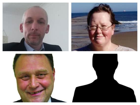 The candidates for Hartlepool's De Bruce ward. Clockwise, from top left, James Barker (Independent), Karen Louise King (The For Britain Movement), Mike Clark (Conservative - no picture supplied) and Stephen Thomas (Labour).