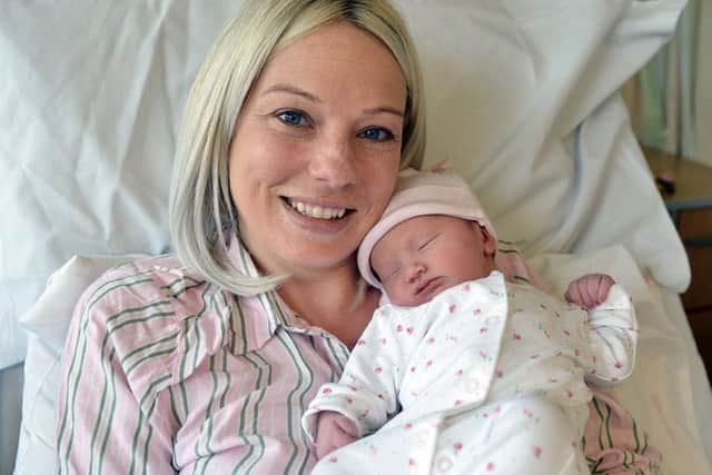 Ruth Thomas-Coxon (32) with her daughter Ivy Grace born at North Tees Hospital. Picture by FRANK REID