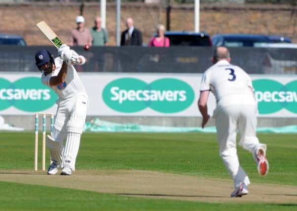 Aiden Markram bats in his brief first innings for Durham last Friday.