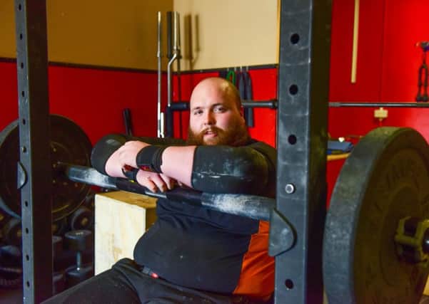 Training to become Britains Strongest Disabled man, Stephen Trotter at Fitness Affinity, Whitby Street South, Hartlepool.