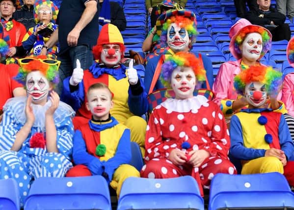 Hartlepool United fans went to Tranmere Rovers as clowns for their annual fancy dress awayday.