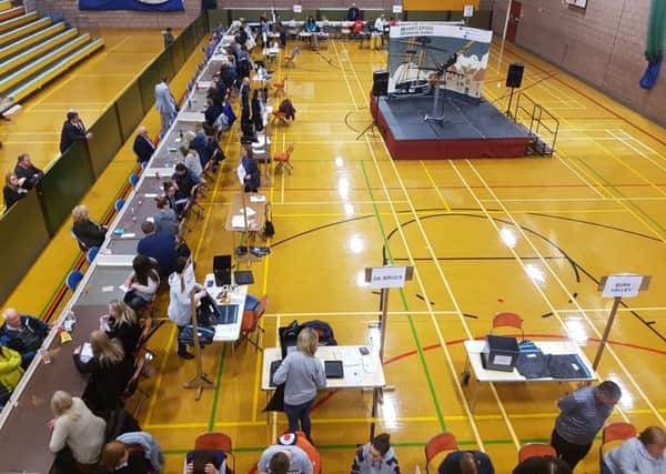 The election count at Mill House leisure centre.