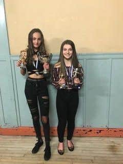 Poppy Forster, Under 15s Athletes' Athlete of the Year, and Ellie Clapham, Under 15s Outstanding Female of the Year.