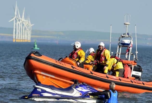 Hartlepool RNLI inshore lifeboat and volunteer crew.
