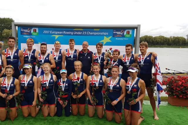 Lauren Irwin with Team GB at the European Rowing Under 23s Championships.
