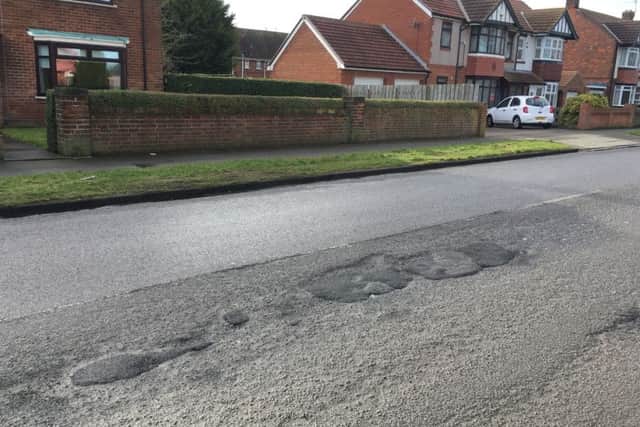 Potholes in Brierton Lane. The top half of the road is on the council's provisional programme for 2019/20