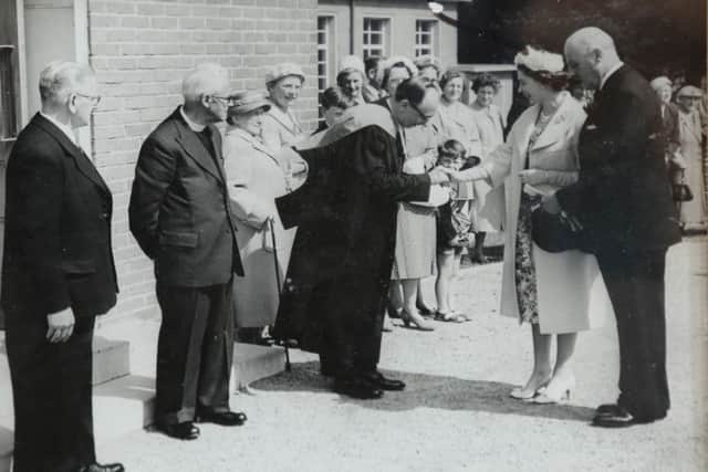 Her Majesty the Queen visits Peterlee Memorial Methodist Church in 1960.