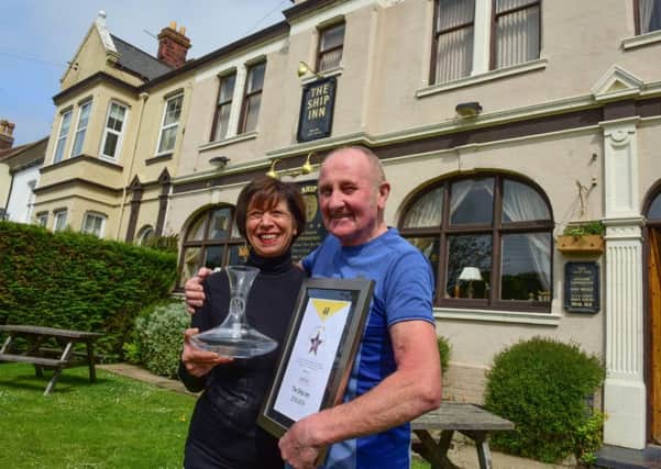 Peter and Sheila Crosby of The Ship Inn High Hesleden celebrate being voted one of the friendliest B&B's in the country.