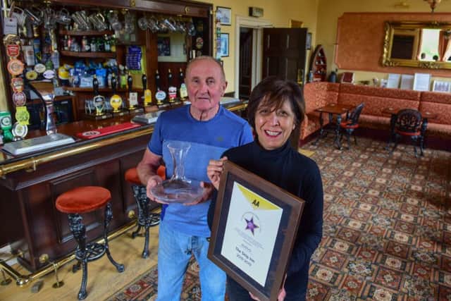 Peter and Sheila Crosby of The Ship Inn High Hesleden celebrate being voted one of the friendliest B&B's in the country.
