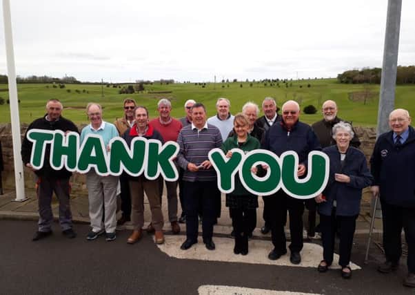 Norman Turnbull (centre) chairman of Throston Golf Club with Liz Airey (next to him) of Macmillan Cancer Support and Sylvia Moore and Derek Mitchell (far right front) of New Hartlepool MS Society.