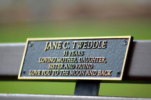 The memorial bench to Jane Tweddle at Seaton Carew.