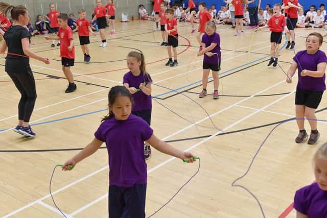 The finals of the Year 4 Skipping School for Hartlepool at Brierton Sports Centre.