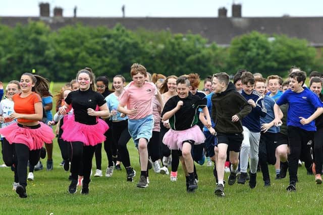 Running is fun for the Hartlepool students.