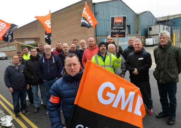 Bridgman IBC Ltd strike action over pay. Front, Mark Wilson GMB