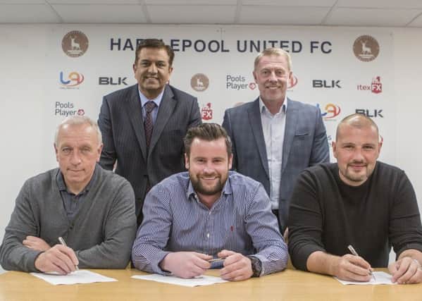 Hartlepools dream team: Back: Raj Singh, Craig Hignett. Front: Ged McNamee, Matthew Bates and Ross Turnbull.