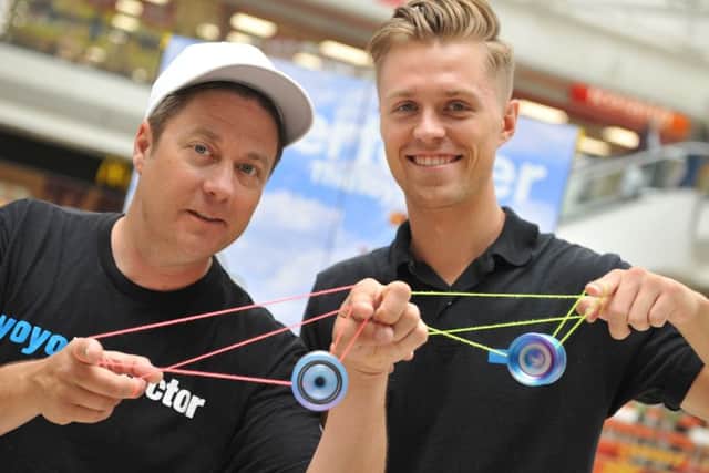 Yo-yo experts Gentry Stein and YoHans, show off their skills to youngsters in Hartlepool's Middleton Grange Shopping Centre.