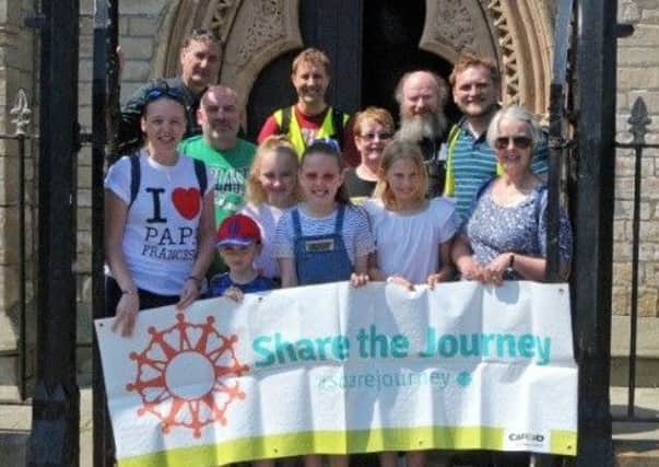Setting off for St Mary's Church on the Headland in a fundraising walk.